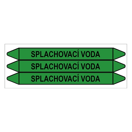 Značení potrubí, splachovací voda,3 ks, 355 × 37 mm